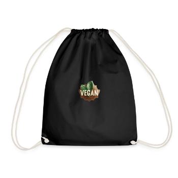 Vegan Logo - Turnbeutel - Schwarz - Vorne