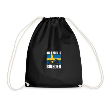All i need is Sweden Scandinavia - Drawstring Bag - black - Front