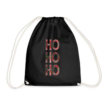 Christmas - Christmas Gift - Ho Ho Ho - Drawstring Bag - black - Front