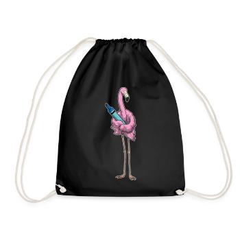 Flamingo Schüler Wachsmalstift Schule - Turnbeutel - Schwarz - Vorne