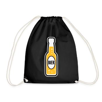 Bierflasche (Bier / Bierchen / POS 3C) - Turnbeutel - Schwarz - Vorne