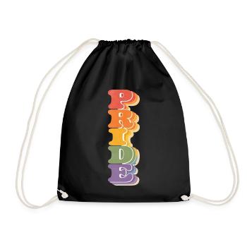 Pride Vertikal Regenbogen CSD Retro Spruch Retro 7 - Turnbeutel - Schwarz - Vorne