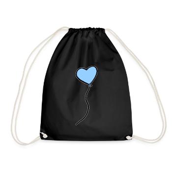 Blauer Herz Luftballon Baby Geschenkidee - Turnbeutel - Schwarz - Vorne