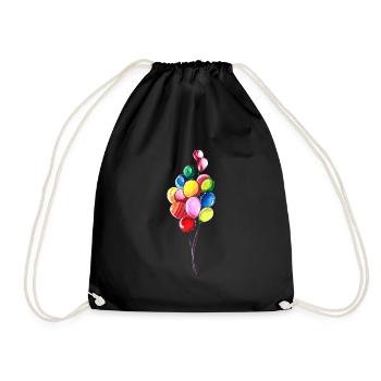 Luftballons Geburtstag bunt gezeichnet - Turnbeutel - Schwarz - Vorne