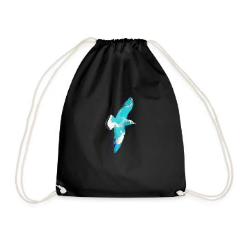 Mouette, illustration, vol, oiseaux, bleu, graffiti - Sac de sport léger - noir - Devant