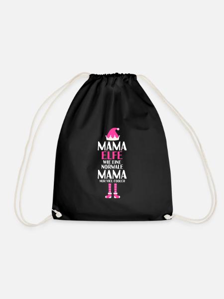 Mama Elfe Mama Elf Geschenk - Turnbeutel - Schwarz