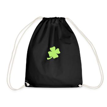 Glücksklee / four leaved clover (1c) - Turnbeutel - Schwarz - Vorne