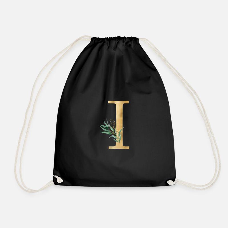 Customizable Monogram I Botany - Drawstring Bag - black