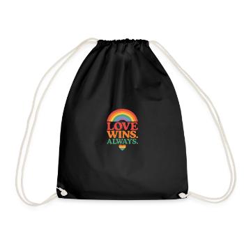 Love Wins. Always. – Pride motif with rainbow - Drawstring Bag - black - Front