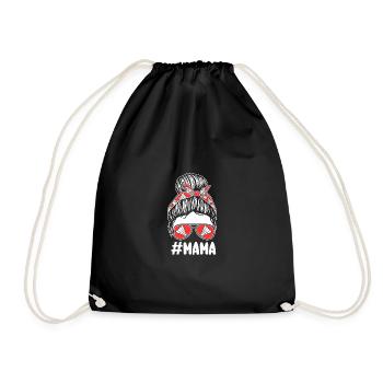 Federball Mama Mutter Badminton - Turnbeutel - Schwarz - Vorne