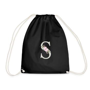 Customizable Monogram Beige Pastel S - Drawstring Bag - black - Front