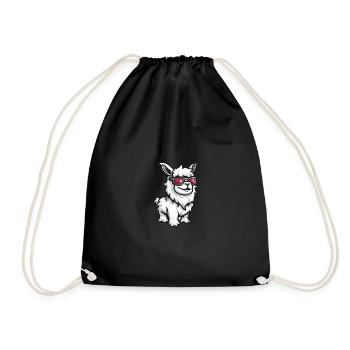Alpaka Llama Cool Tier - Turnbeutel - Schwarz - Vorne