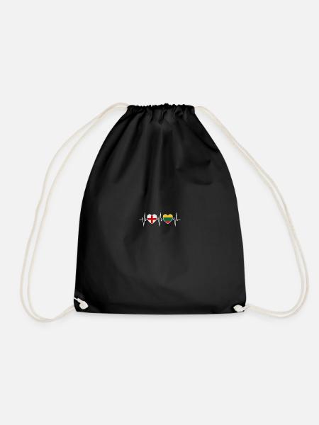 England and Lithuania Lithuanian flag flags - Drawstring Bag - black