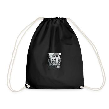 This Guy Runs On Jesus And Football - Turnbeutel - Schwarz - Vorne