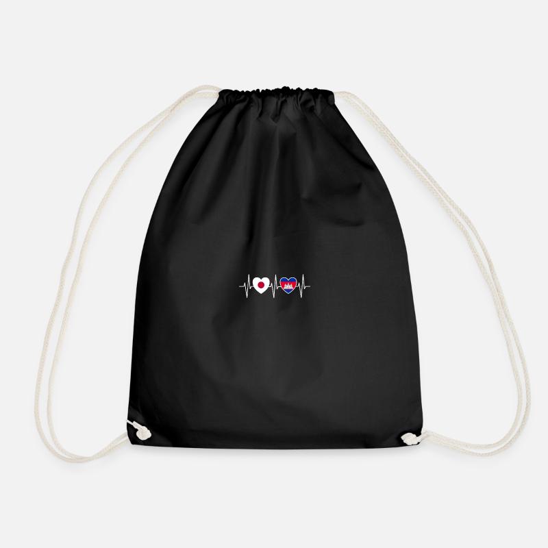 Japan and Cambodia Cambodian flags - Drawstring Bag - black