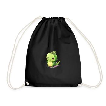 Cute Kawaii Cactus with Big Eyes - Drawstring Bag - black - Front
