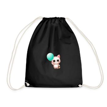 Katze mit Ballon - Turnbeutel - Schwarz - Vorne