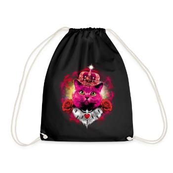 Pink Cat the Queen in Glow - Drawstring Bag - black - Front