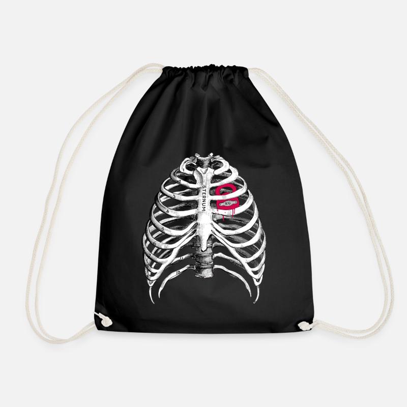 Kettlebell Heart // Love - Drawstring Bag - black