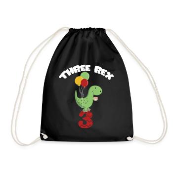 Three Rex - Dritter Geburtstag Junge - 3 Jahre - Turnbeutel - Schwarz - Vorne