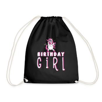 Birthday Girl I Birthday Dab Dance Unicorn - Drawstring Bag - black - Front