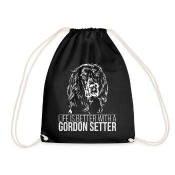 GORDON SETTER Life is better Wilsigns Geschenidee - Turnbeutel - Schwarz - Vorne