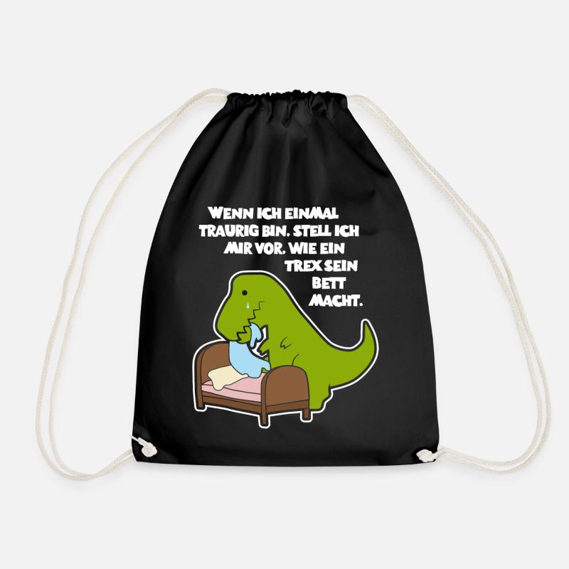 T-Rex at bed - Design - Drawstring Bag - black