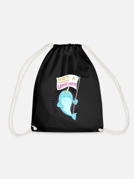 cute narwhal T-shirt, great design for kids - Drawstring Bag - black