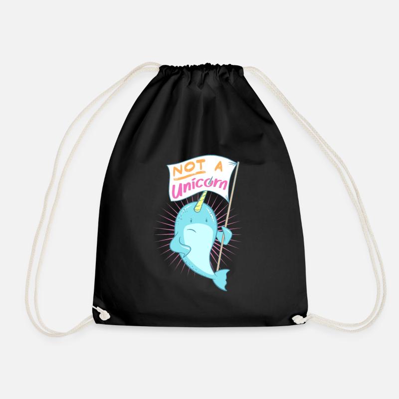 cute narwhal T-shirt, great design for kids - Drawstring Bag - black