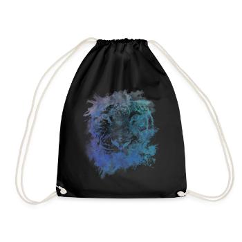 Tiger Face - Abstract Creative Watercolor Style - Drawstring Bag - black - Front