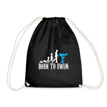 Schwimmer Evolution Geburt Baby Kind Geschenk - Turnbeutel - Schwarz - Vorne