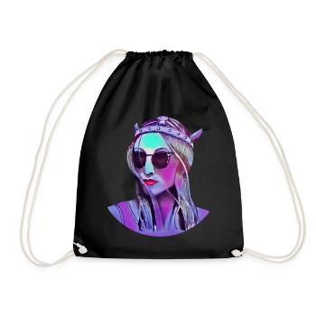 Modern viking with sunglasses in comic style - Drawstring Bag - black - Front