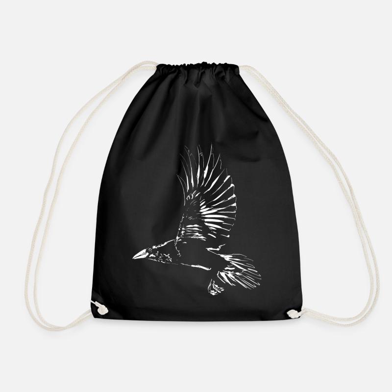 Crow - Drawstring Bag - black