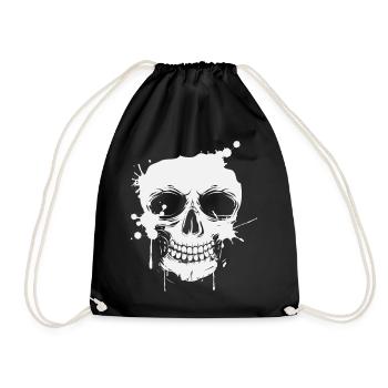 Skull skull graffiti - Drawstring Bag - black - Front