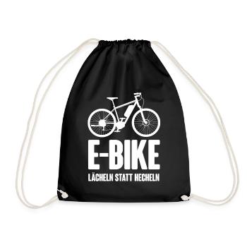 E-Bike - Lächeln statt hecheln - Turnbeutel - Schwarz - Vorne