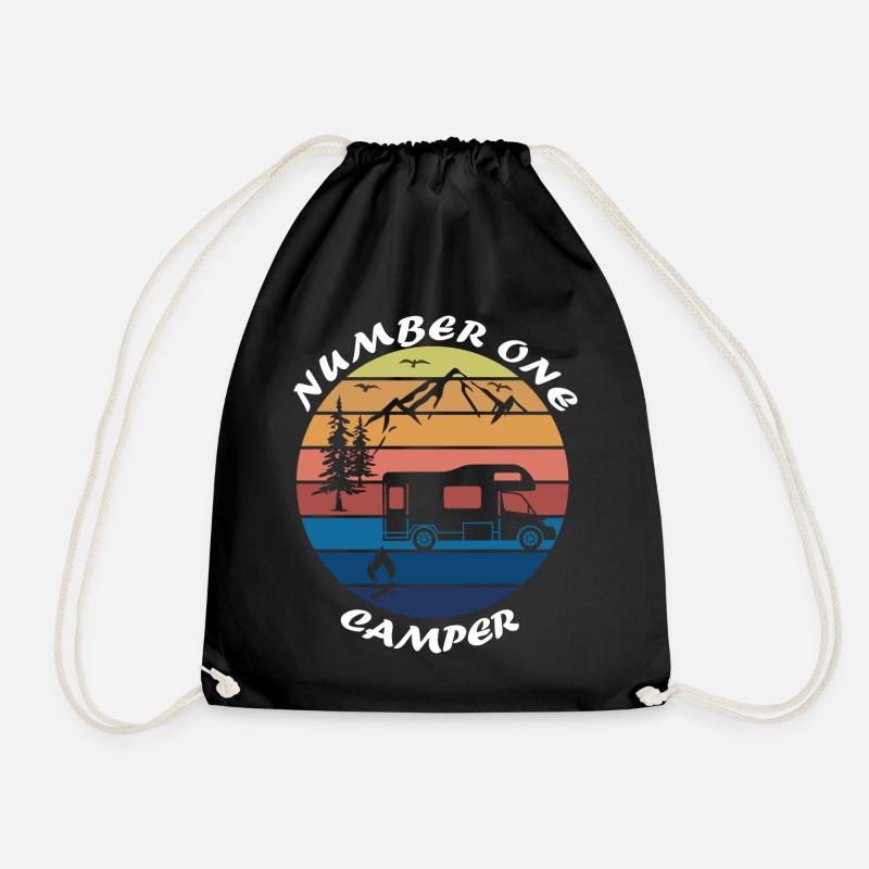 Camping Hobby Camping Motorhome Caravan Gift - Drawstring Bag - black