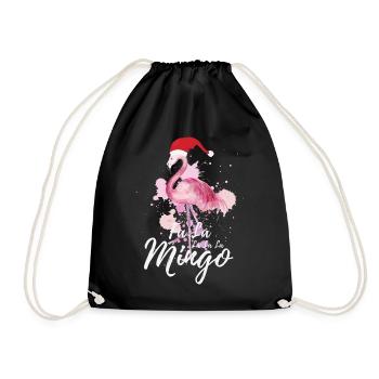 Fa La La La La Mingo Funny Christmas Flamingo Cute - Drawstring Bag - black - Front