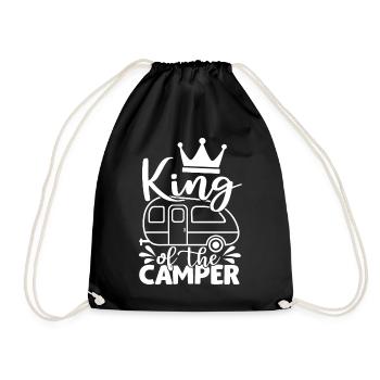 King Of The Camper Funny Quote Camping Saying - Drawstring Bag - black - Front