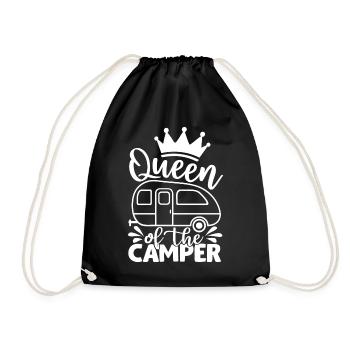 Queen Of The Camper Funny Quote Camping Saying - Drawstring Bag - black - Front