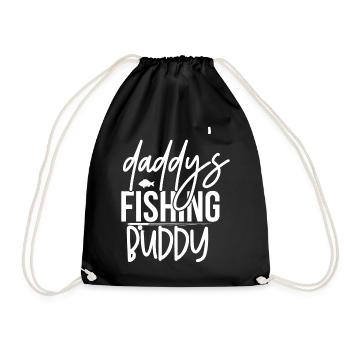 Daddy's Fishing Buddy Cute Kids Hobby - Drawstring Bag - black - Front