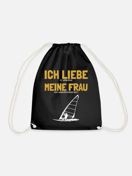 Ich liebe meine Frau Windsurfen Wassersport - Turnbeutel - Schwarz