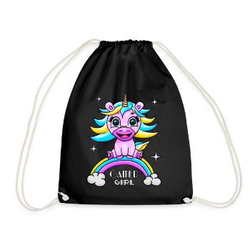 Gamer gamer gamer unicorn - Drawstring Bag - black - Front
