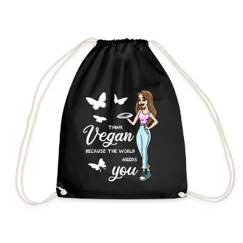 Vegan Veganer Spruch - Turnbeutel - Schwarz - Vorne