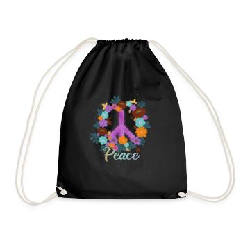Peace Hippies Woodstock Retro - Drawstring Bag - black - Front