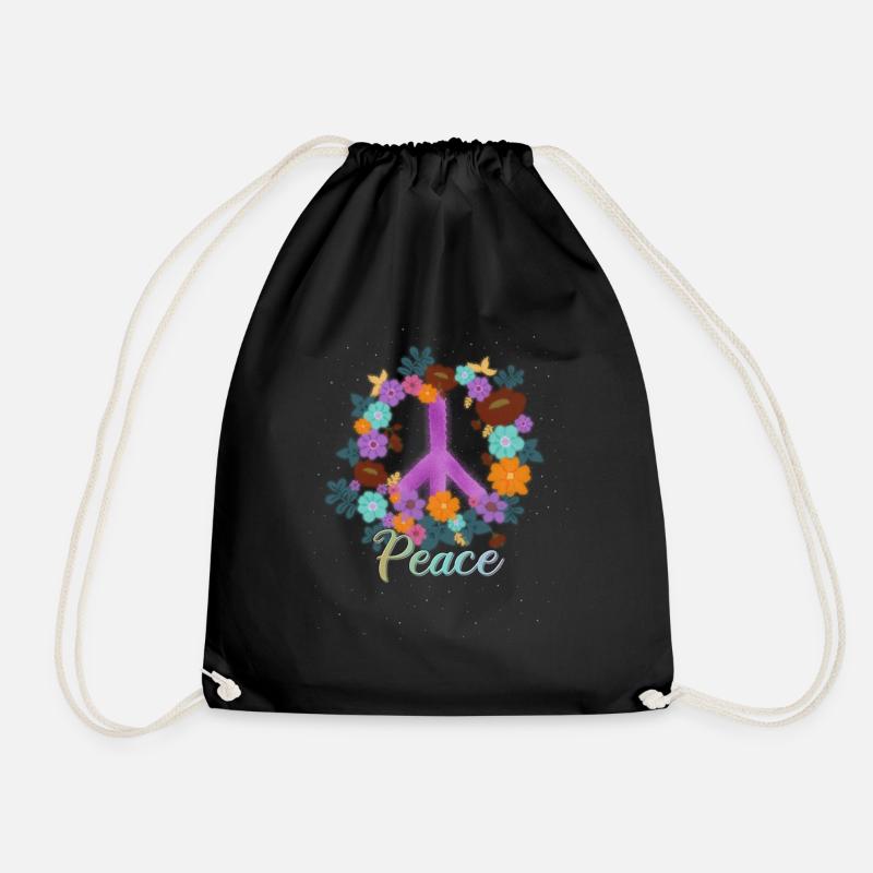 Peace Hippies Woodstock Retro - Turnbeutel - Schwarz