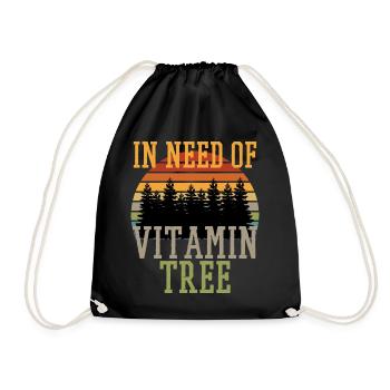 Forest bathing Forest love saying VITAMIN TREE Forest trees - Drawstring Bag - black - Front