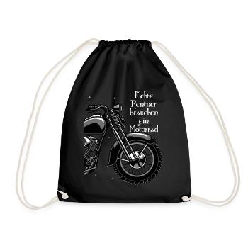 Real renter riding motorcycle saying - Drawstring Bag - black - Front