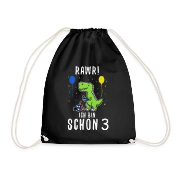 Ich bin schon 3 Dino - Turnbeutel - Schwarz - Vorne