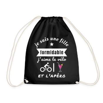 Je suis fille formidable j’aime le vélo et l’apéro - Sac de sport léger - noir - Devant