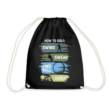 How To Golf Funny - Drawstring Bag - black - Front